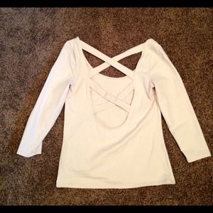 bebe backless top in cream.