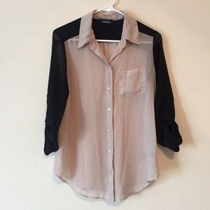Sheer color block blouse