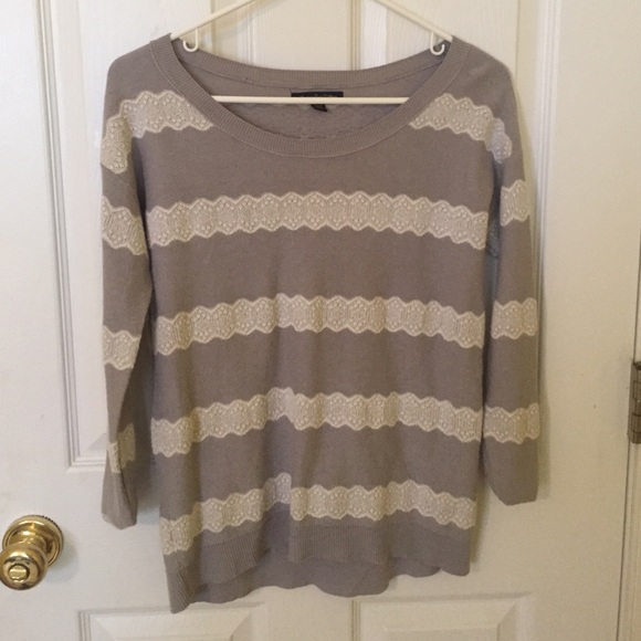 Gray sweater lace detail