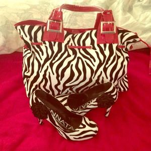 Super cute zebra print hanbag&shoes