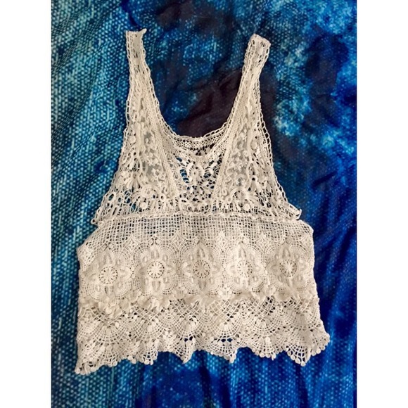 White lace/crochet tank