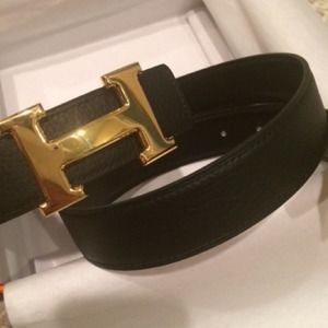 Authentic Black Hermes Belt 80cm 32mm R stamp GHW