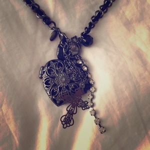 Bebe Black locket necklace