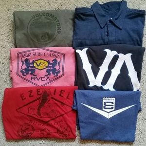 Lot of 6 mens shirts, RVCA, EZEKIEL, VOLCOM
