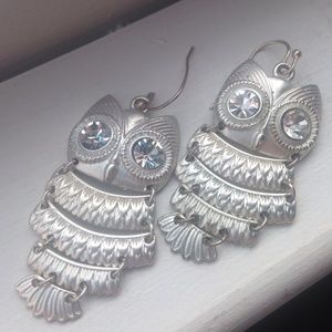 Silver owl earrings