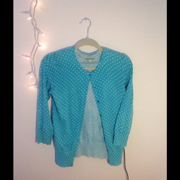 Cherokee Tops - Cute blue and white polka dot top
