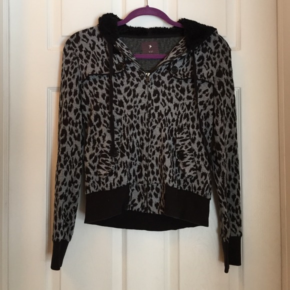 Gray and black Leopard Hoodie