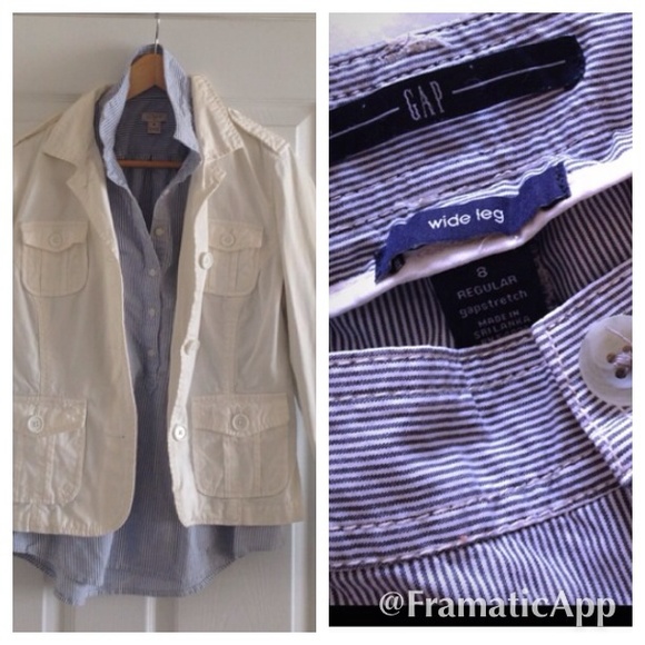 *BUNDLED* Gap White Jacket and Striped Pants
