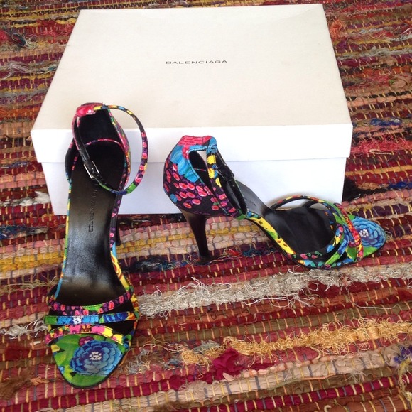 Balenciaga Flower Ankle Strap Heels