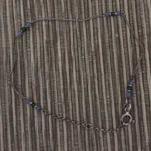 Thin silver ankle bracelet with beads