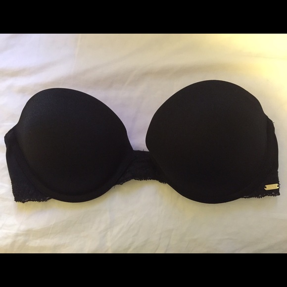 32A Black Push Up Strapless Bra Pink VS