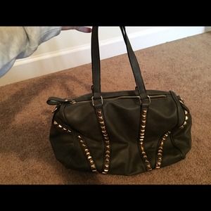 Grey/green purse with gold studs