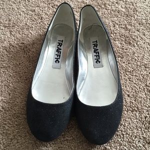 Black glitter flats