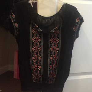 Sheer Black Aztec Top