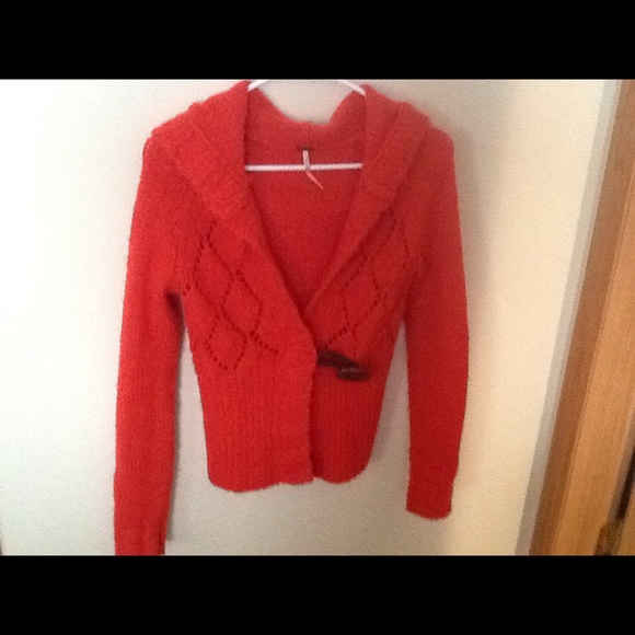 Free People Cardigan. Coral Color