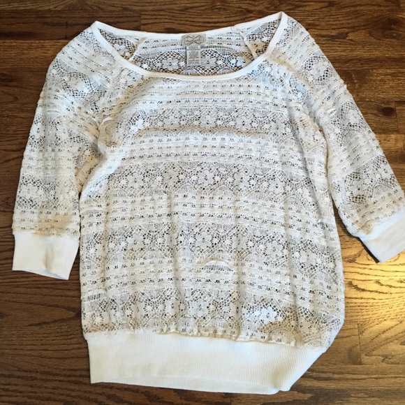 SOLD!!!! Sheer lace banded top NWOT
