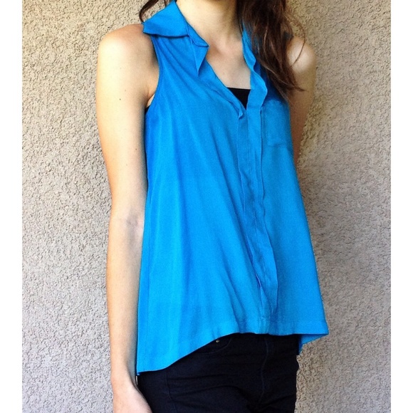 Tops - bright blue sleeveless top