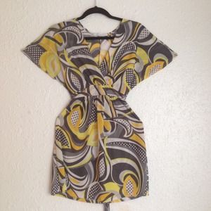 Abstract Deep V Shirt Summer Dress