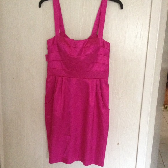Fuchsia pink silk dress