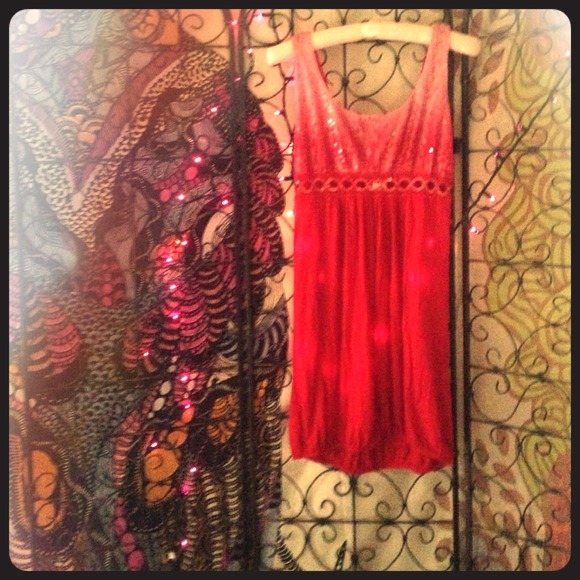Red sequin dress