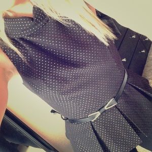 Polka Dot Peplum Top with Belt