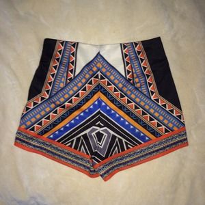 Aztec print high waisted shorts