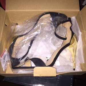 Zara sandal black with gold heel