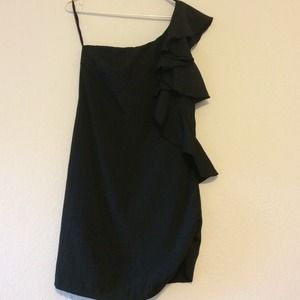 Black ruffled cocktail dress