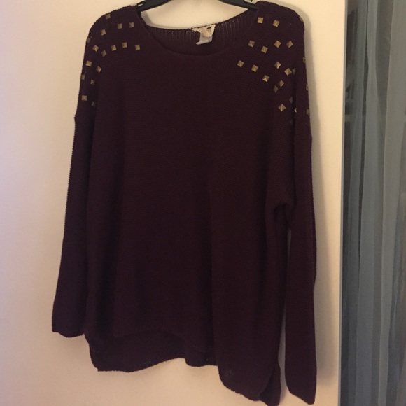 Studded burgundy sweater