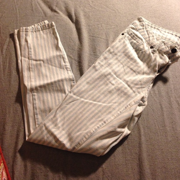 Striped skinny high rise pants