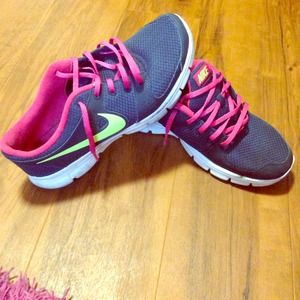 Nike pink and blue running shoes