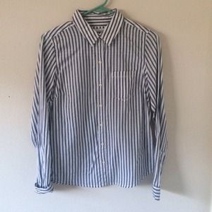 Gray and White Striped Button Up
