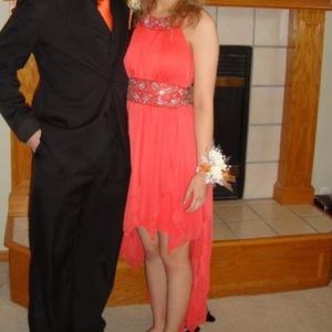 Orange high low dress