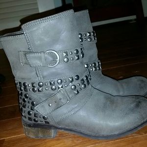 Grey studded boots
