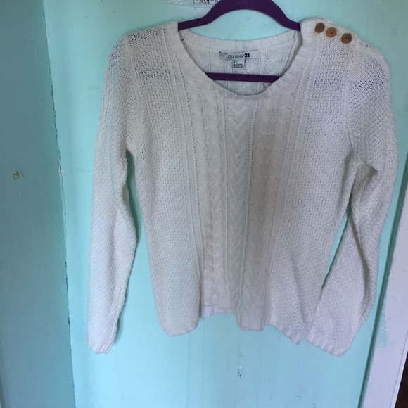 Forever 21 cream sweater, buttons on the shoulder