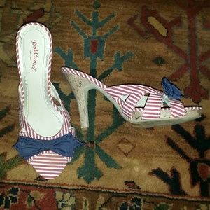 Red Camel Heels 7 red blue and cork