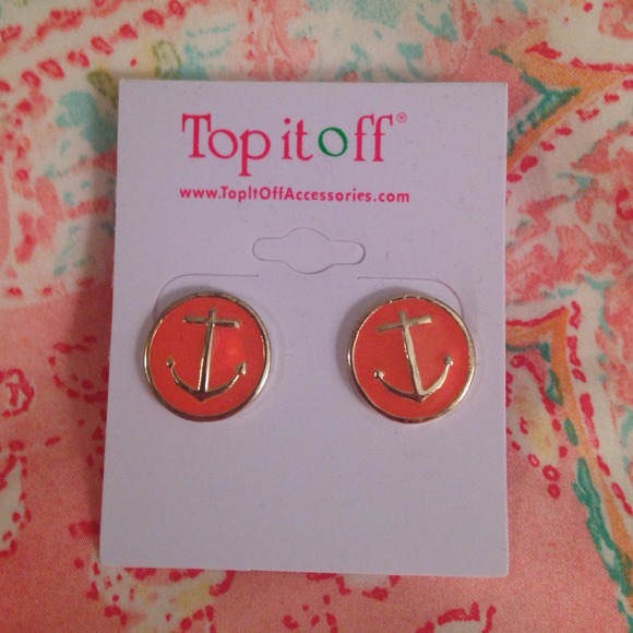 Orange Anchor Earrings NEW