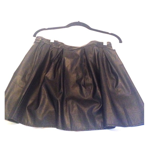 Black faux leather circle skirt