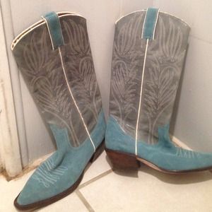 Gently worn light blue cowboy boots