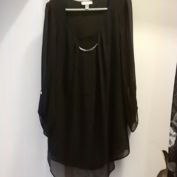 Black Dressy Shirt with gold accents