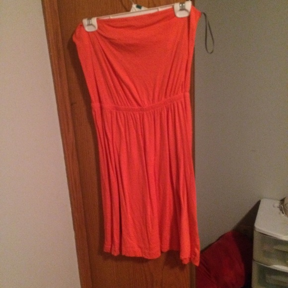 Strapless coral dress