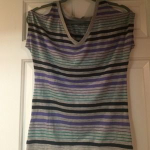 Striped So Low Cut No Shoulder T-Shirt