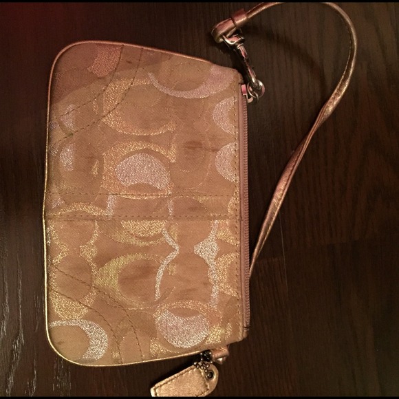Coach gold metallic wristlet