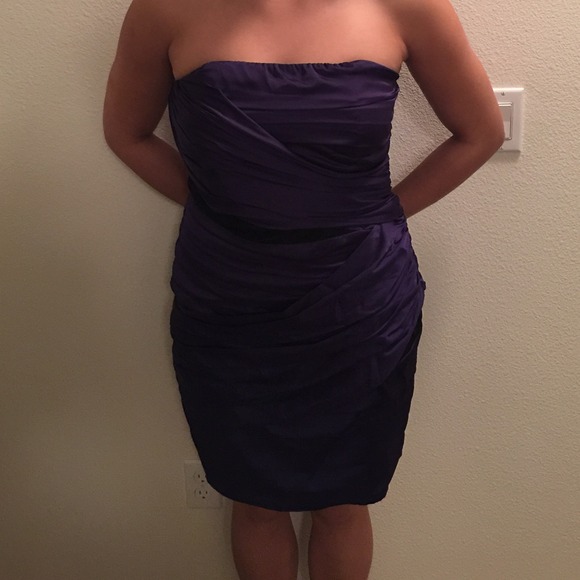 Purple express dress with black lace accent