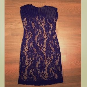 Lace & Satin Strapless Dress