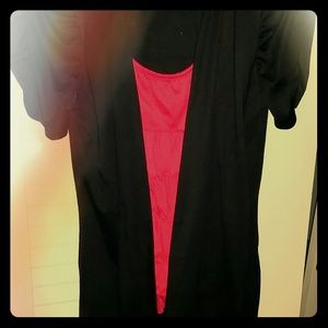 Red and black ruffle shirt