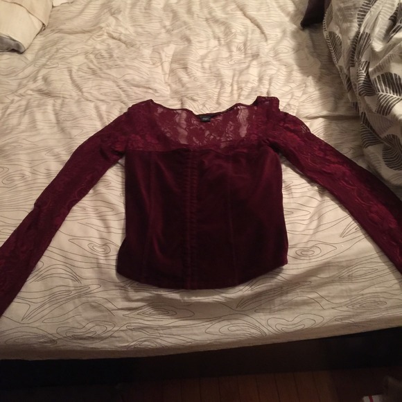 Semi lace and soft corduroy corset style top