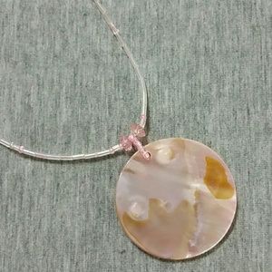 Pink Shell Pendant and Bead Necklace