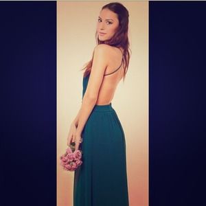 Lulus rooftop garden maxi dress teal size small