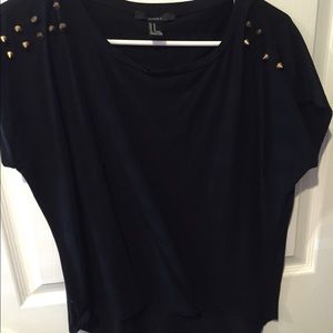 studded black shirt and heels bundle